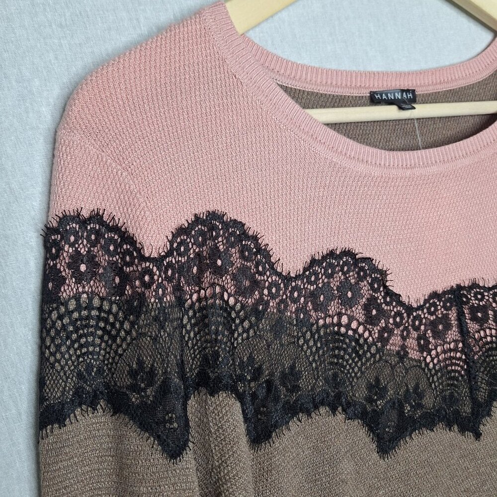 NWT Hannah Lightweight Sweater Size L Lace Stretch Preppy Casual Formal Comfy - Picture 6 of 8